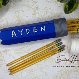 Personalized Pencil Holder with Custom Engraved Pencils – Back to School Gift