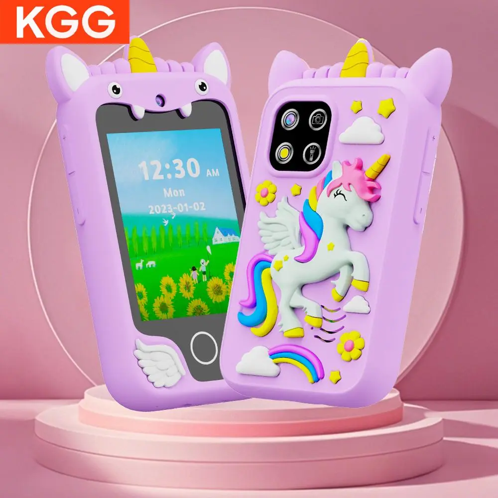 KGG Unicorn Design Smart Phone, Cartoon Unicorn Camera MP3 Player, Educational Toy Phone for Girls Boys, Birthday Gift