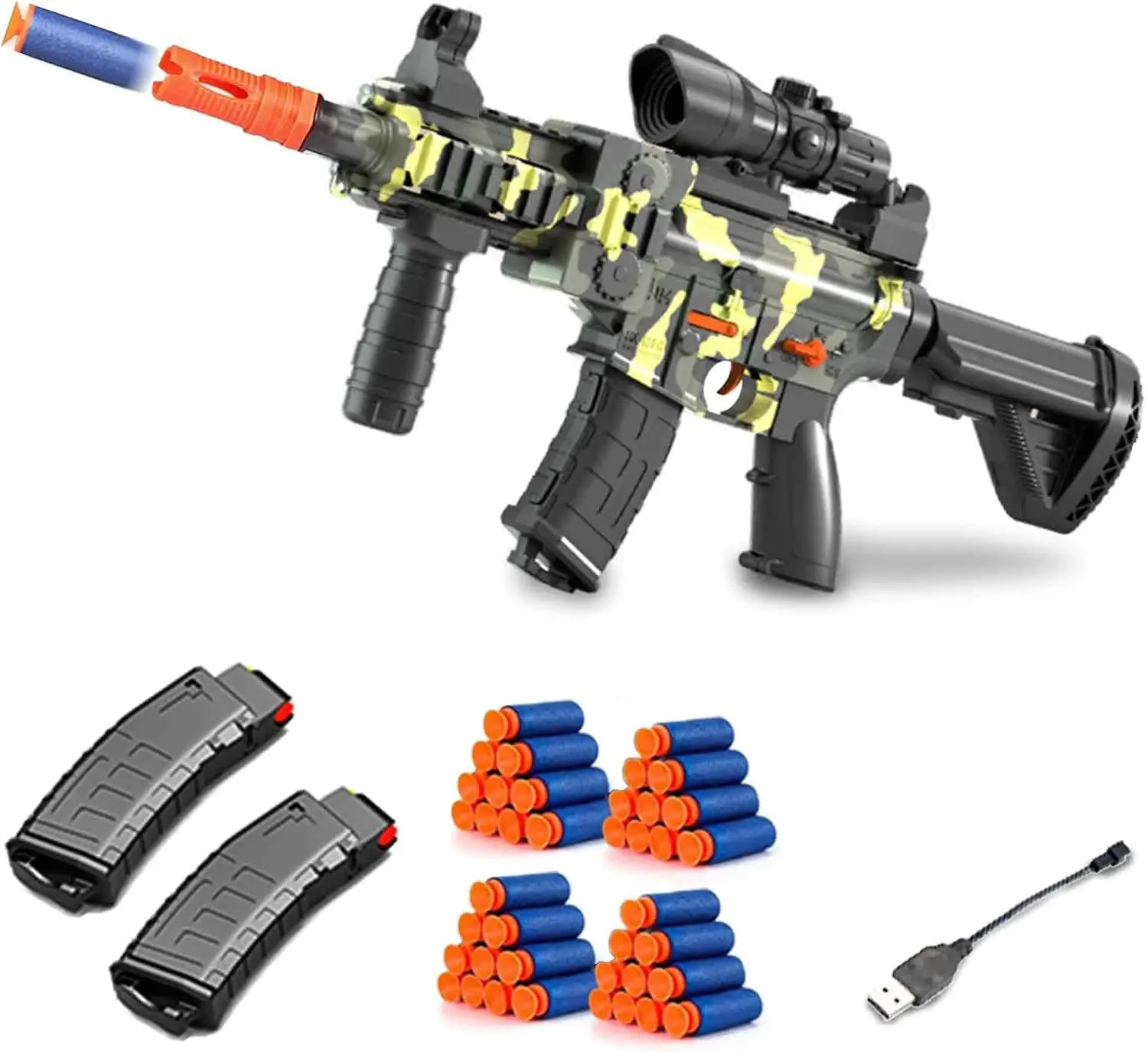 Realistic Toy Foam Blaster Gun for Boys, Electric Sniper Rifle with Scope | 40 Darts, 2 Magazines, Automatic Dart Gun, Boy Age 6-12 Years Old, Indoor Outdoor Gifts for Adult Kid