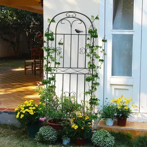Climbing Trellis for Garden, Black Metal Decorative Wall Frame, Ideal for Outdoor Plants, Roses, Ivy, and Floral Vines, Perfect for Patios, Balconies, and Garden Decor