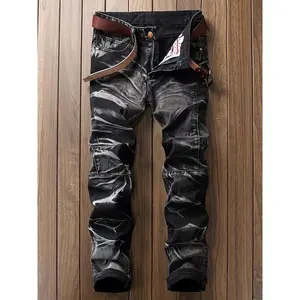 NewAmerican Fashion Old Straight Retro Casual Joker Black Men's Jeans - Classic Straight Leg Design - Durable Denim Material - Perfect for Casual Wear - Ideal Gift for Fashionable Men