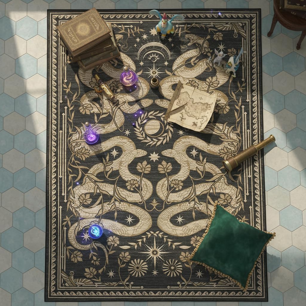 Snake Area Rug, Washable Soft Living Room Rugs Non Slip Low Pile Stain Resistant Large Throw Carpet for Bedroom Nursery Dining Room Accent Textured Floor Cover Snake Area Rug, Washable Soft Living Room Rugs Non Slip Low Pile Stain Resistant Large Throw Carpet for Bedroom Nursery Dining Room Accent Textured Floor Cover