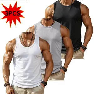 3-Pack Men’s Premium Ultra-Soft Tank Tops — High Elasticity, Breathable Fitness & Casual Muscle Tanks, Quick-Dry Pullovers, TikTok Trending Style, Standard Sizes, Soft Elastic Breathable