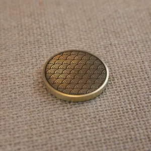 Vintage Gold Metal Coin | Minimalist Wave Design Collectible Coin