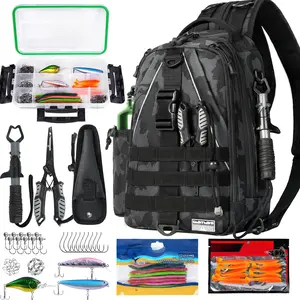 Fishing Backpack Tackle Sling Bag-Backpack with Rod Holder- Lightweight Tackle Box Fly Fishing Gifts for Men Women