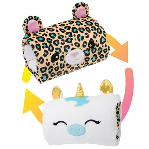 Unicorn + Leopard 2 in 1 Reversible Wearable Plushie Stuffed Animal