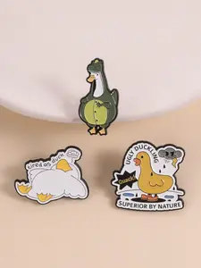 1/3Pcs Cute Duck Brooches Set, Multiple Adorable Designs, Fun Text Decorations, Animal Theme Badges, Unisex Daily Wear Accessories, Men Accessories Gift