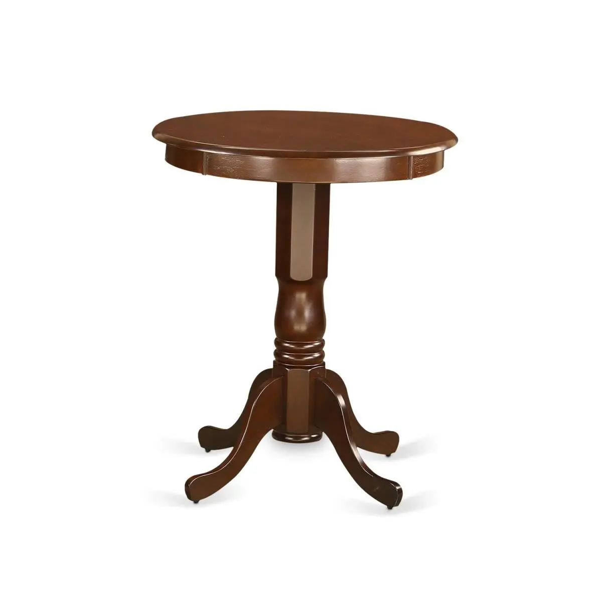 East West Furniture Sturdy Construction Mahogany Finish Kitchen Round Counter Height Table, Pedestal Legs, 30-Inch Pedestal Stand, Beveled Edges