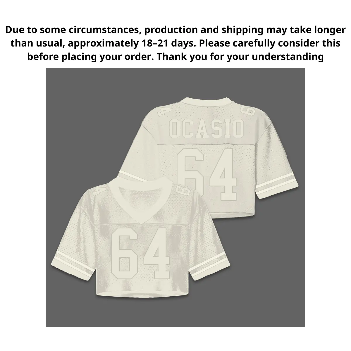 Benito Football Jersey Shirt, Longline or Crop Top Jersey, Unisex Streetwear Top, Neutral Color Sports Style Gift