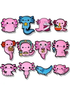 12 Pcs Pink Shoe Charms For Bubble Slides Clogs Sandals,PVC Shoe Decorations Accessories Buckle For Christmas Birthday Gifts