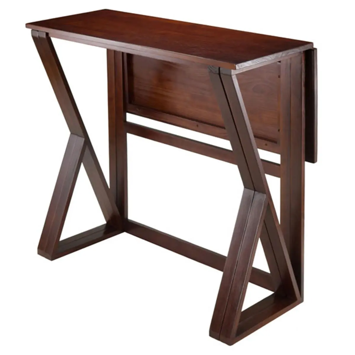212 MAIN Vintage Harrington Drop Leaf High Table, Antique Walnut, 36.22x39.37x31.5 in, Indoor Furniture Table