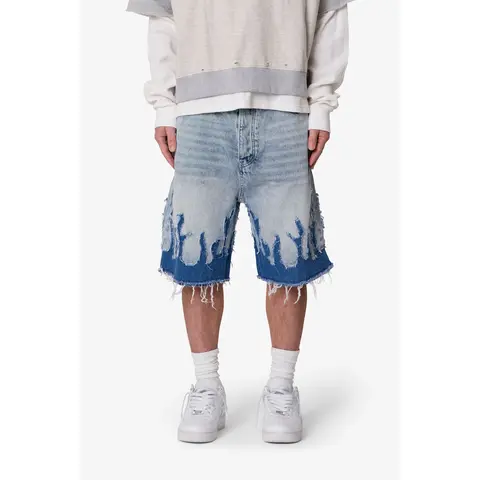 mnml Baggy Flame Denim Shorts