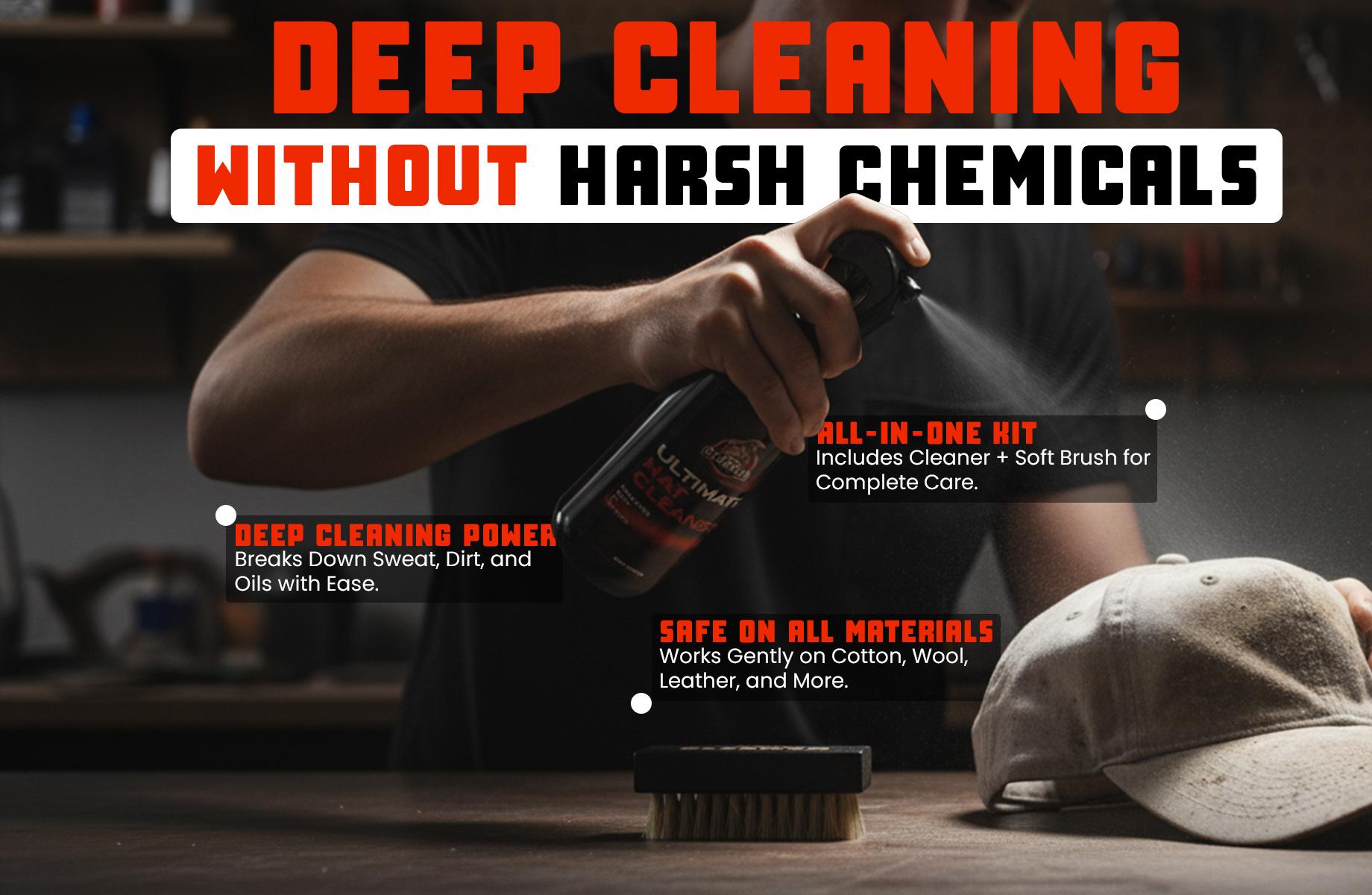 Hat Cleaning Kit – Foam Cleaner & Soft Brush for Baseball Caps, Cowboy Hats, Snapbacks & Stain Remover.