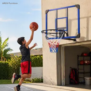 ARCH Wall-mounted basketball hoop, 35 x 24 inches shatterproof back, folding hoop, durable hoop and all-weather mesh for indoor and outdoor use
