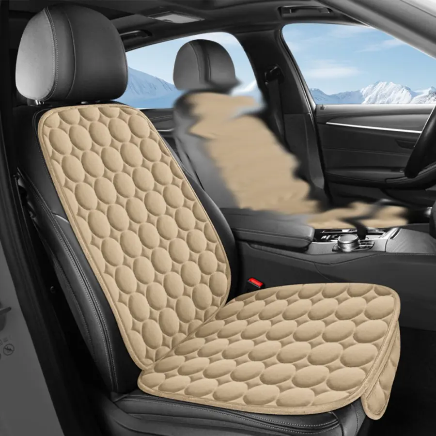 2pcs/1 front seat Car Seat Cushion, Car Interior Cushions, Automotive Interior Cushion, with Diagonal Grid Design, Plush Material, Comfortable and Warm, Easy Installation, Suitable for All Seasons and A Variety of Car Models, Car Seat Protectors