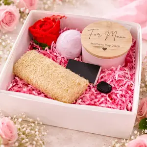 Mint Eucalyptus Spa Gift Box | Candle + Herbal Tea + Self Care Set | Relaxation Gift