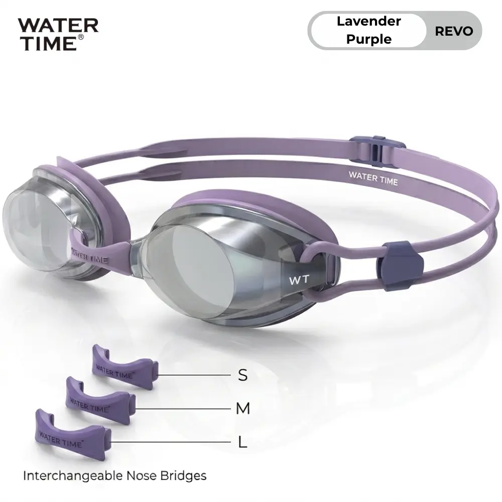 WATER TIME Adult Lightweight Silicone Swim Goggles, Portable Easy To Clean & Anti-Fog, Convenient For Anytime Use On Business Trips And Travel - Lavender Purple