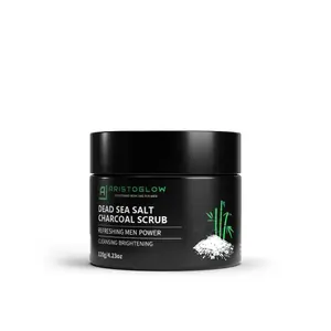 Aristoglow Dead Sea Salt Charcoal Scrub 120g - Refreshing Skin Power with Grape Seed Oil & Charcoal for Deep Cleansing & Brightening Skincare