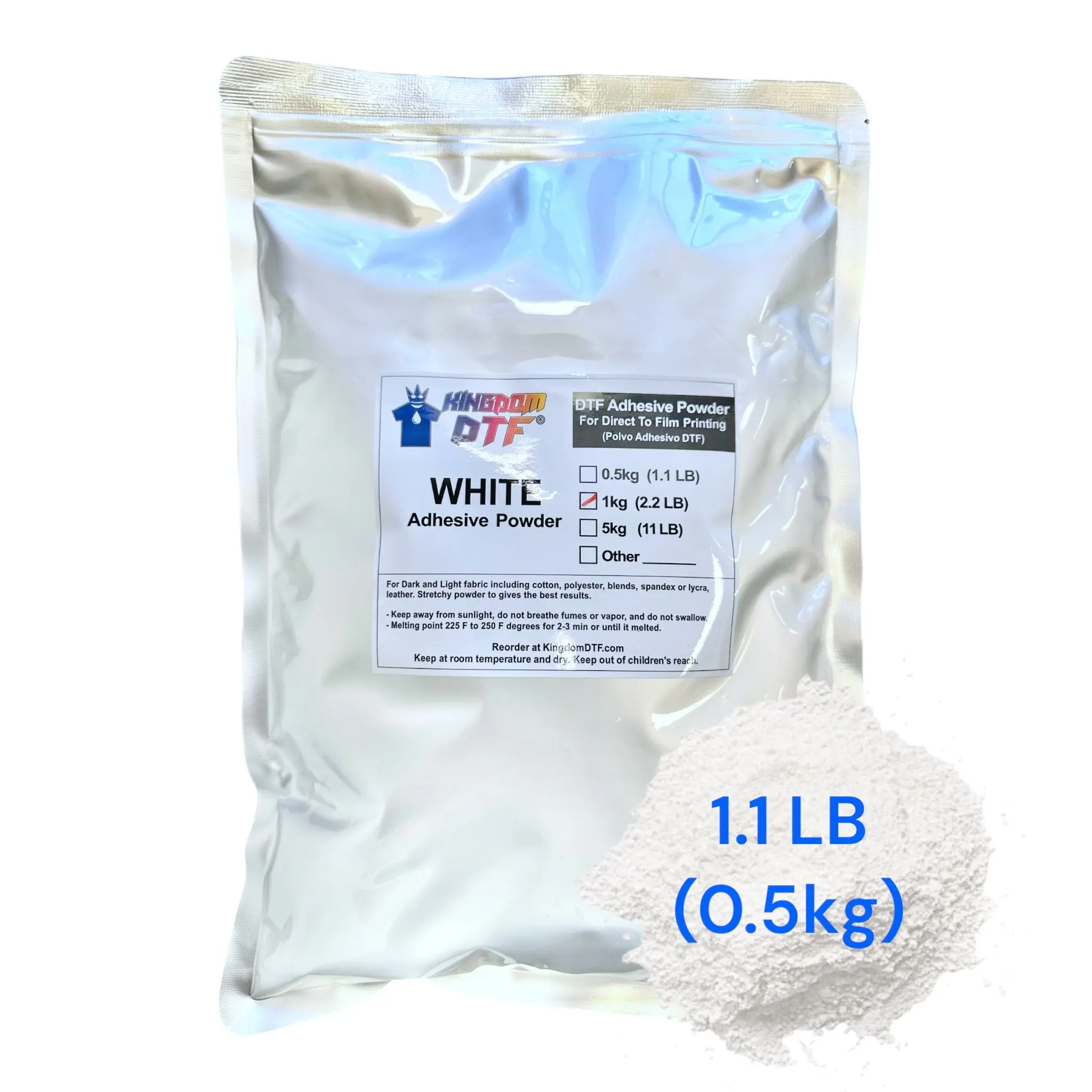 DTF Powder 1.1 LB (0.5KG) - Premium Adhesive Powder for DTF Printing
