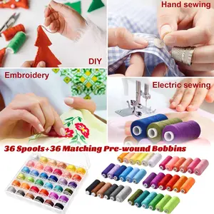 72PCS Sewing Thread Kit with 36 Prewound Bobbins, 36 Colors Polyester Thread Set, 400 Yards per Spool, Sturdy and resistant thread, Compatible with most sewing machines, for Sewing Machine & Hand Sewing, Quilting, Embroidery, Repairs, DIY Crafts