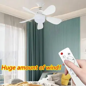 1 white circular light 15.8-inch large ceiling fan with five blades E26/27 lamp holder, original LED ceiling fan, suitable for indoor bedrooms, kitchens, balconies, and garages