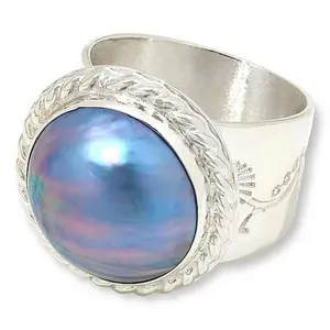 Mine Finds by Jay King Sterling Silver Blue Mabé Pearl Ring