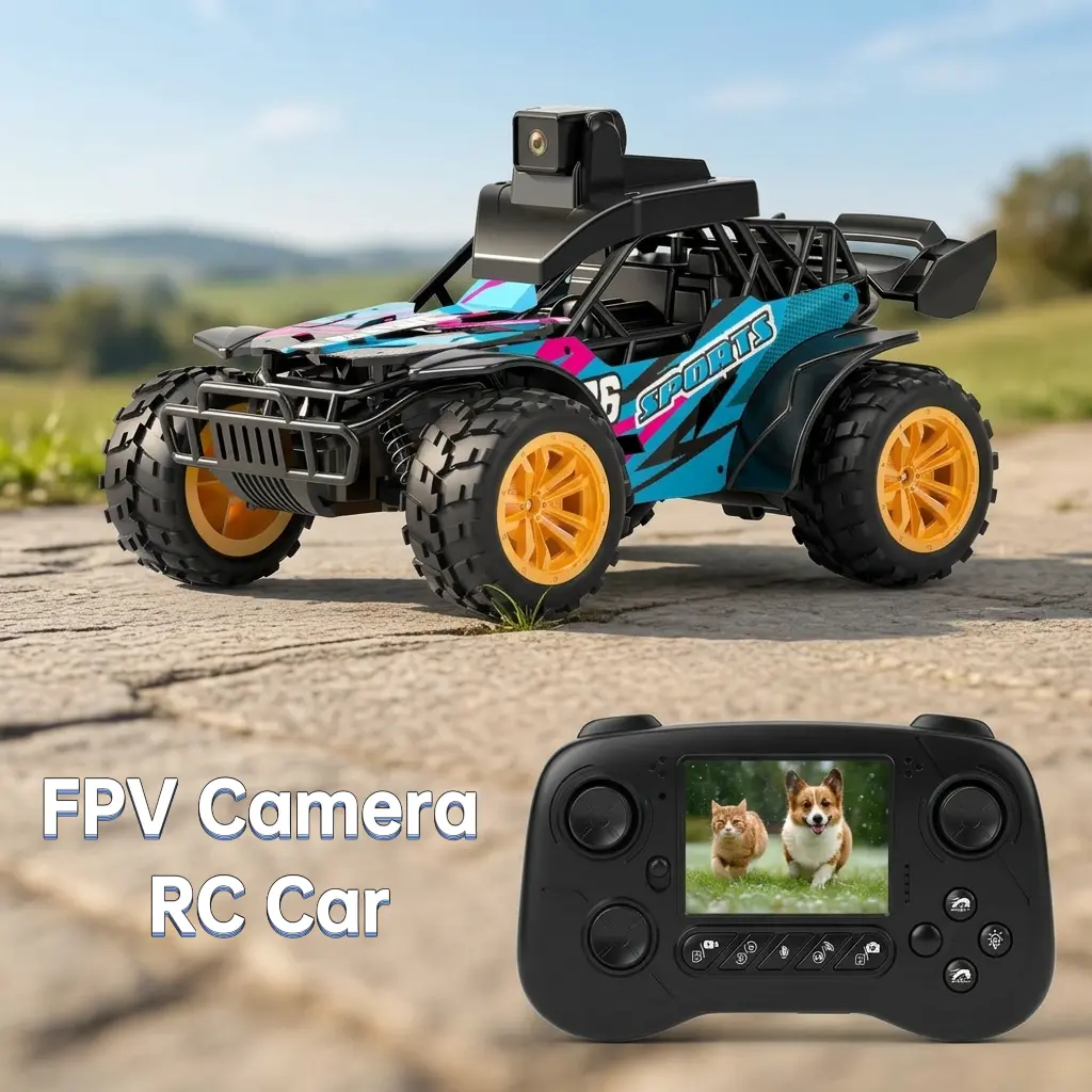 Unisex 2.4GHz FPV Camera Off-Road RC Truck Toy - 60° Adjustable Lens, LED Lights, 2.8" LCD Screen, Remote & APP Dual Control, Rechargeable 2-Speed Electric RC Car Gift for Kids