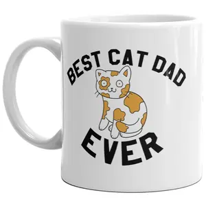Best Cat Dad Ever Mug Funny Pet Kitty Animal Lover Furbaby Coffee Cup - 11oz Funny Coffee Mugs Ceramic Printed Drinkware Cup