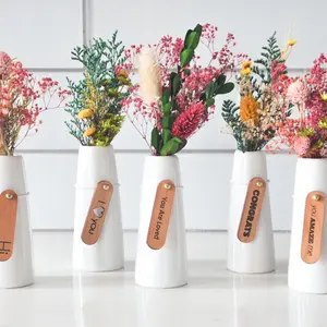 Miniature Vase & Dried Florals with Cute Wood Tag