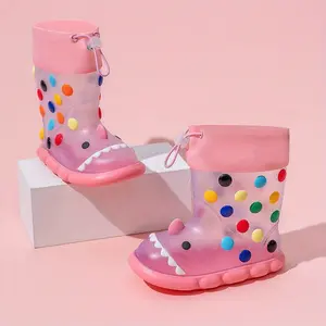 Drawstring Rain Boots Baby Shark Children's Rain Boots Girls Non-Slip Outdoor Waterproof Boys Girls Rubber Shoes Ankle Boots