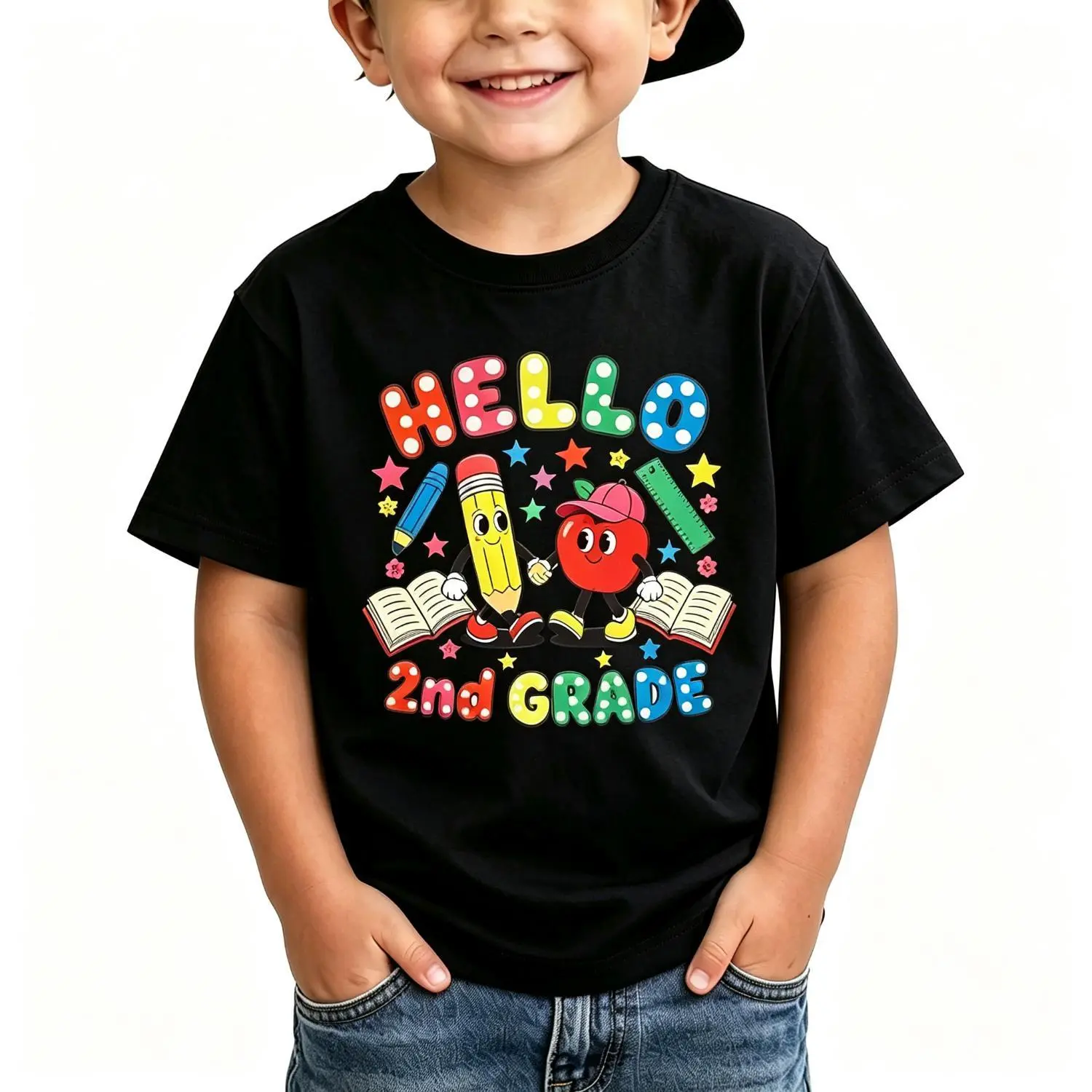 First Day of School Shirt Boys Girls Hello Kindergarten 1st 2nd 3rd 4th 5th Grade Kids Back to School T-Shirt