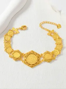 Vintage Luxury 24k Gold-plated Bracelet, Elegant and Stylish Copper Bracelet, Fashionable Jewelry for Women & Girls for Daily & Wedding Occasions, Bracelet Design
