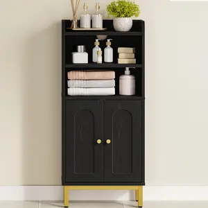 Bathroom Storage Cabinet, Small Floor Cabinet with 2 Door and Shelves, Toilet Paper Cabinets, Bathroom Organizer with Adjustable Shelf, for Small Spaces