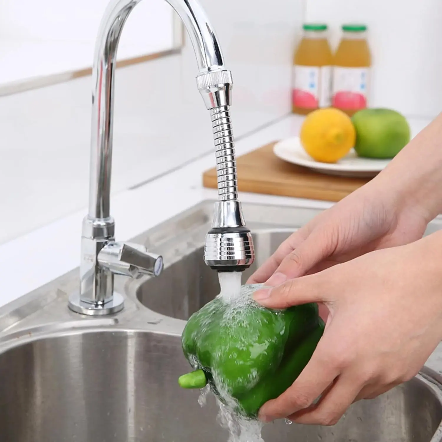 Silver Faucet Sprayer Extension, Faucet Extension Tube, 360 Degree Rotation Faucet Extender, Sink Tap Extension Tube, Water Saving for Sink Tap Kitchen Bathroom Accessories，Faucet Parts