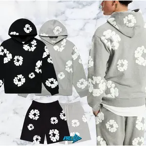 2026 Y2K-Inspired Oversized Graphic T-Shirt & Stretchy Wide-Leg Shorts Set – Vintage Hip Hop Cartoon Print, Cotton Crew Neck Tee, 3D Floral Foam Print Hoodie, Quick-Dry Athletic Gym Wear