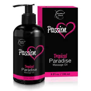 Passion Massage Oil for Couples | Hydrating, Moisturizing Body Oil with Tropical Jojoba Scent for Smooth Glide & Relaxing Date Night.