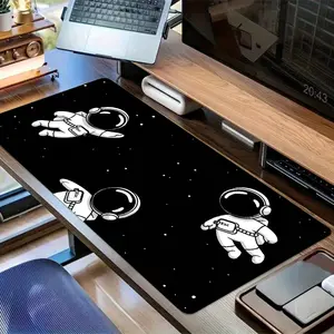 1 pc Cartoon Astronaut Starry Sky Mouse Pad Durable Locked Edges Non-slip Rubber Washable Pads for PC Office Computer Gamer Decoration Mats XXL Keyboard Desktop Mat, Desk Accessories, Gaming Desk Accessory