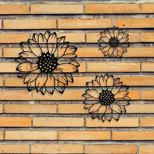 Sunflower Pattern Wall Decor, Sunflower Floral Print, 3 Counts/set Metal Wall Art, Wall Decor for Home Living Room Bedroom Garden Patio, Home Decor, Hanging, Art Wall Decoration