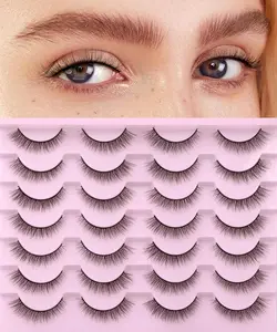 10mm Wispy False Eyelashes – Natural Look Faux Mink Lashes, Fluffy Strip Lash Pack