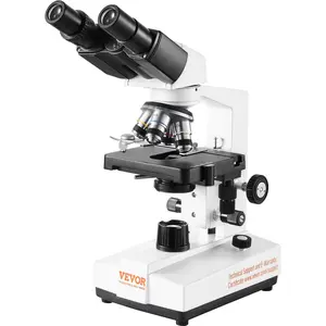 VEVOR Binocular Compound Microscope, 40X-2500X Magnification, Binocular Compound Lab Microscope with LED Illumination, Two-Layer Mechanical Stage, Includes Phone Holder & Microscope Slides