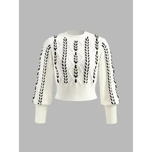 Contrast Binding Cinched Sweater