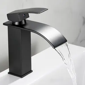 Bathroom faucet, with both hot and cold water outlets, in an arc-shaped nozzle, suitable for bathrooms and camper van bathrooms, Waterfall Faucet