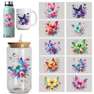 10 Sheets UV DTF Cup Wrap - Pretty and cute UV DTF Cup Wraps for 16 oz Flowers UV DTF Decals Waterproof Stickers for Glass/Ceramics/Cups DIY Wood Crafts