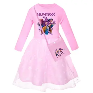 Korean Pop Music Demon Hunter Costume Long Sleeve Dress Cotton Rainbow Dress Party Outfit