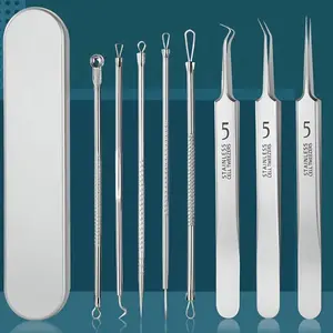 8-Piece Blackhead Remover Set, Stainless Steel Pore Cleanser Kit, Professional Acne Extraction Tools, Portable Box Included, Fragrance-Free Facial Care