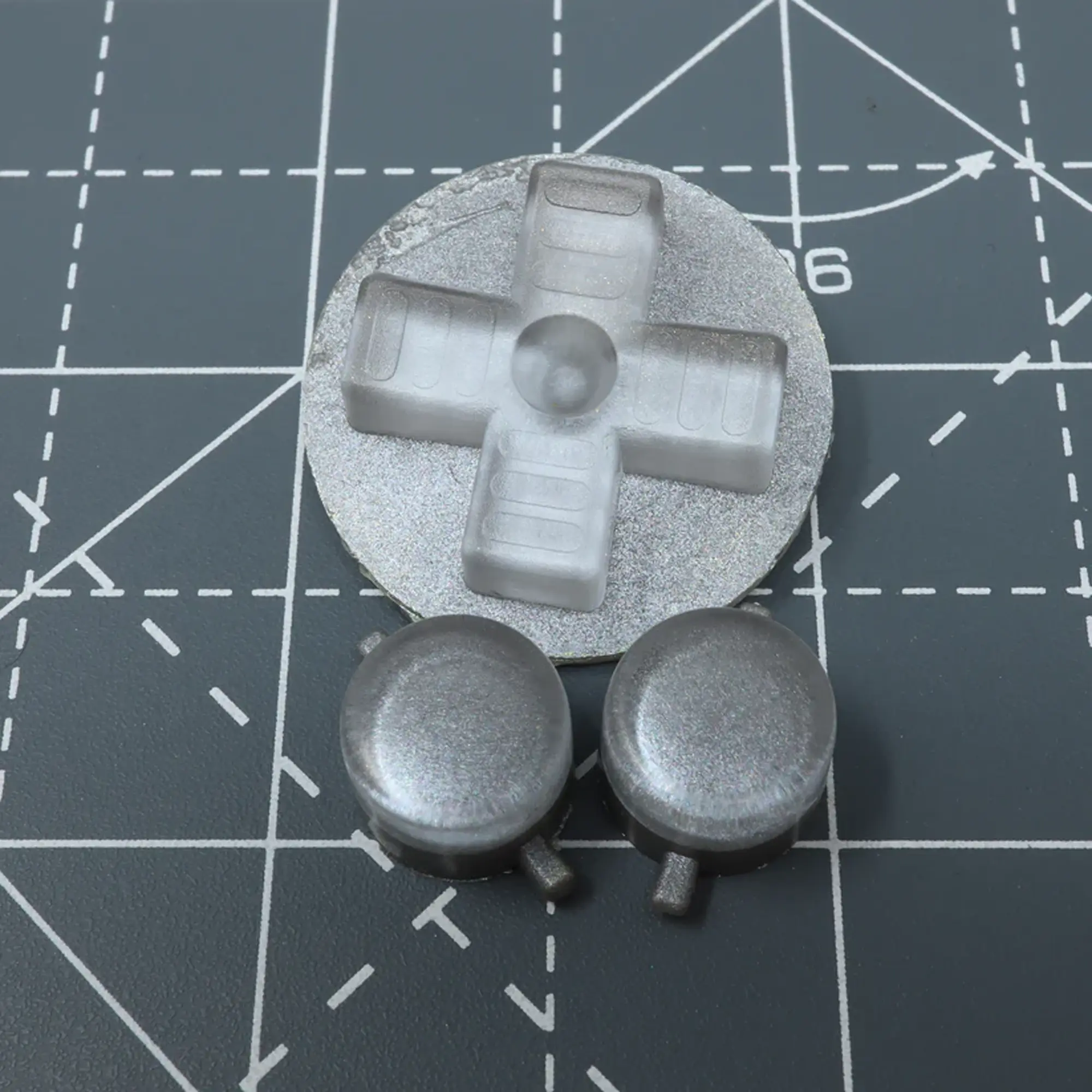 NES Custom Buttons Metallic Silver
