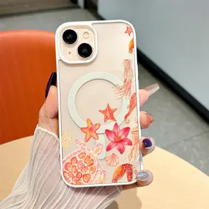 Marine Life Print Magnetic Protective Smartphone Casing - Bare-Hand Feel, Drop-Proof, Shockproof, Scratch-Resistant Cover for iPhone 11,12,13,14 Max,15 Plus,16 Pro,17,17 Pro Max - Mobile Device Accessories, Ideal Gift