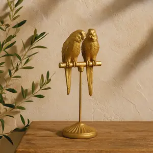 Parrot Gold Polyresin Decorative Sculpture