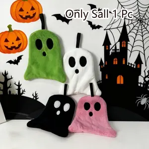 1 Pc Hand Towel - Creative Halloween Ghost Design, Soft Absorbent Coral Fleece, Lightweight, Cute Bathroom Decoration & Perfect Gift for Home & Kitchen