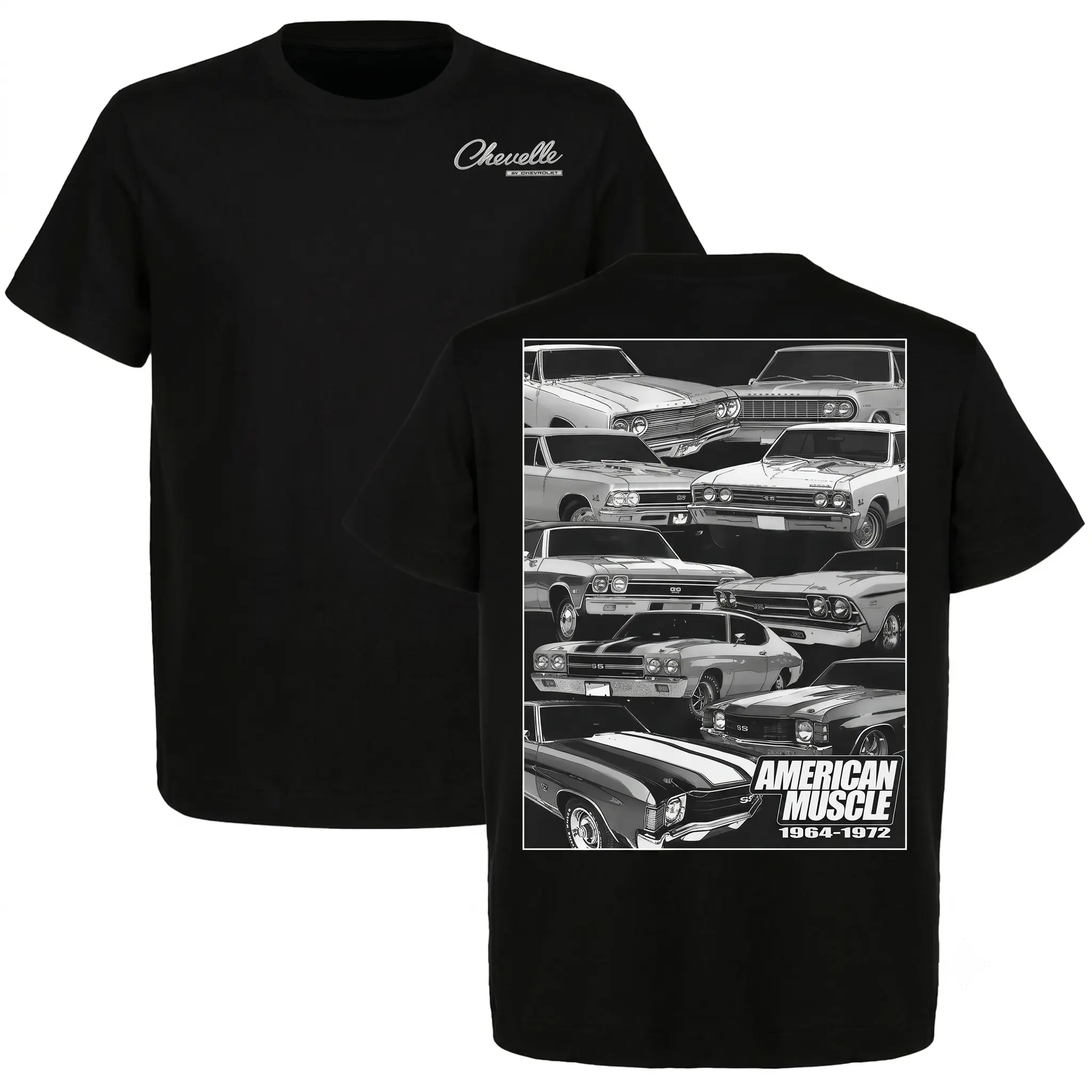 Men's Classic Car T-Shirt, 1964-1972 American Muscle Graphic Print, Soft 100% Cotton with a Casual Unisex Fit and Vibrant Details, Breathable Fabric, Classic Car Print, Printed Graphic
